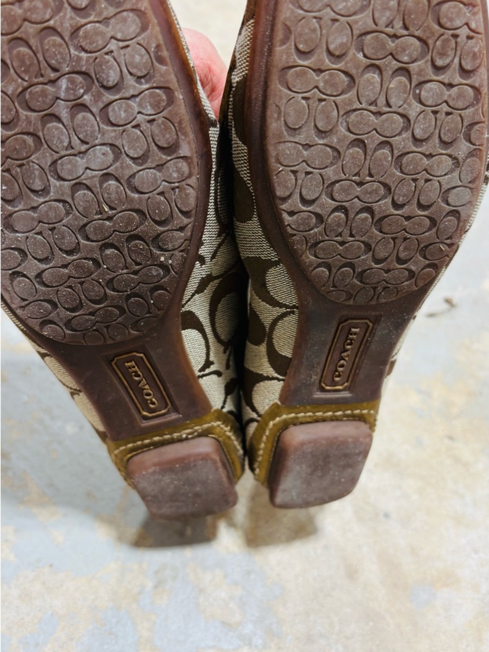 Coach Brown Signature Jacquard Slip-On Loafers with Gold Trim - Picture 3 of 3